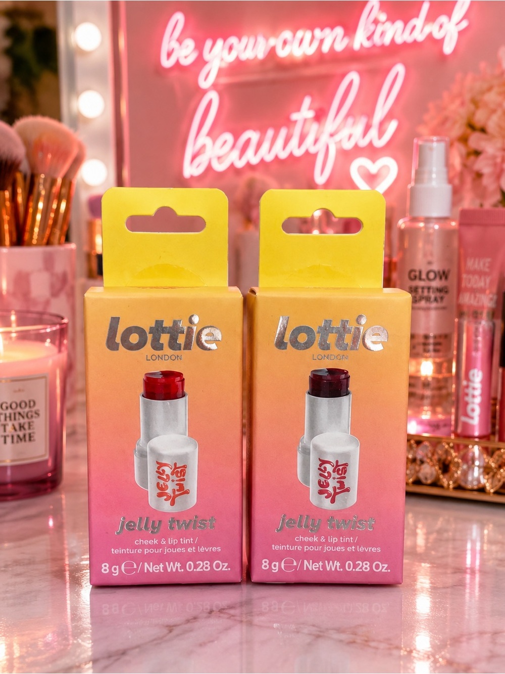 Lottie London Jelly Twist Cheek & Lip Tint Bundle -Coral Crush & Berry Burst NIB